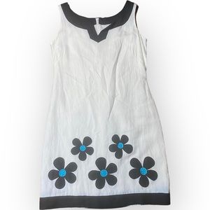 Vintage Retro Beaded Daisy Shift Dress Size 10